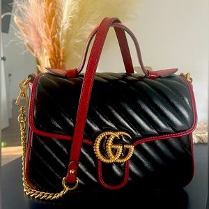 GUCCI MARMONT TOP HANDLE FLAP BAG ♥️ quilted leather small size.
